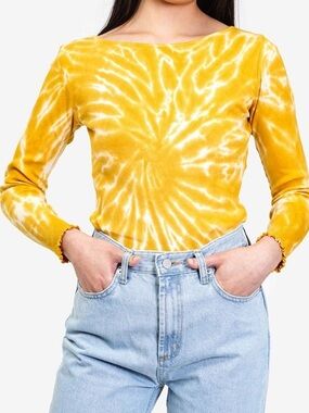 Paloma Wool Flor tie dye long sleeve yellow top size L